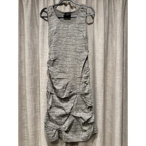 Porto San Francisco Gray Cream Cowl Neck Sleeveless Midi Sheath Dress Sz 1 Small